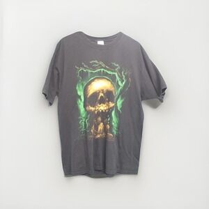 Anvil Vtg Y2K Wes Benscoter Green Skull Graves T Shirt Tee Sz CL Goth Rare
